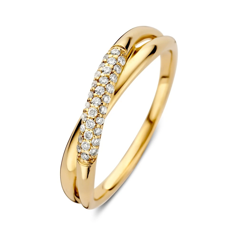 Ring geelgoud briljant 0.15 crt. Maat 56