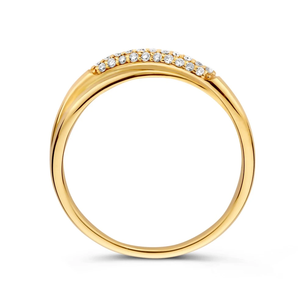 Ring geelgoud briljant 0.15 crt. Maat 56