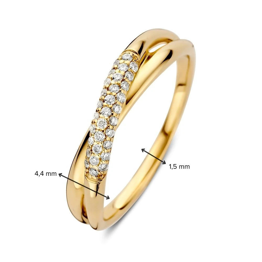 Ring geelgoud briljant 0.15 crt. Maat 56