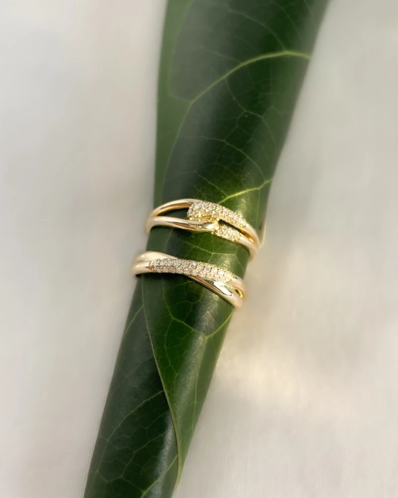 Ring geelgoud briljant 0.15 crt. Maat 56