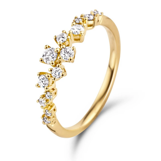 Ring geelgoud briljant 0.37 crt. Maat 56