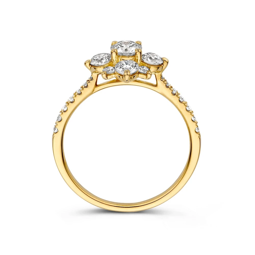 Ring geelgoud briljant 1.14 crt. Maat 56