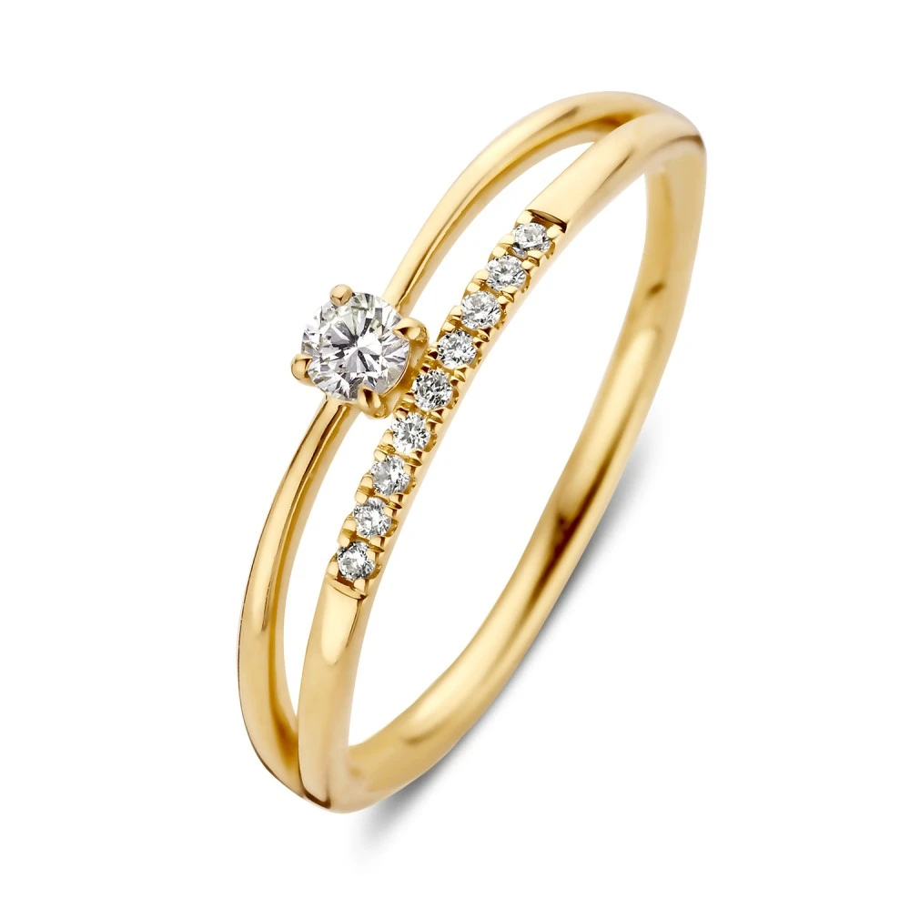 Ring geelgoud Lab Grown briljant 0.14 crt. Maat 54