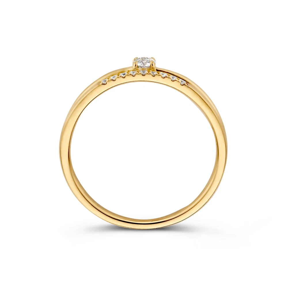 Ring geelgoud Lab Grown briljant 0.14 crt. Maat 54