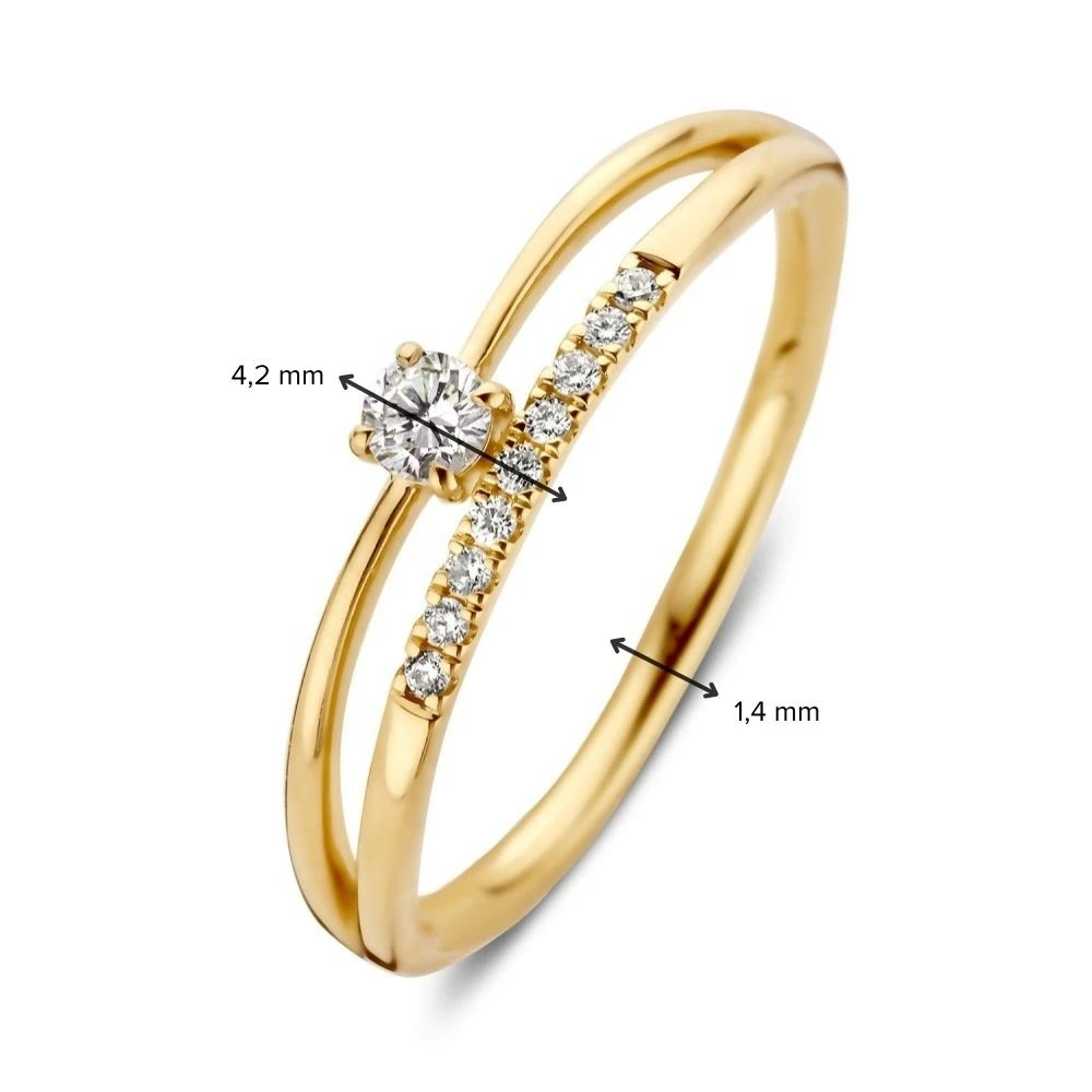 Ring geelgoud Lab Grown briljant 0.14 crt. Maat 54
