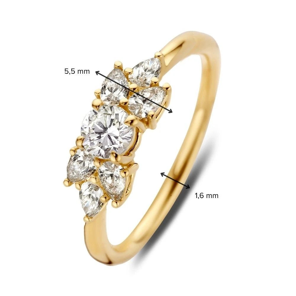 Ring geelgoud Lab Grown briljant 0.77 crt. Maat 56
