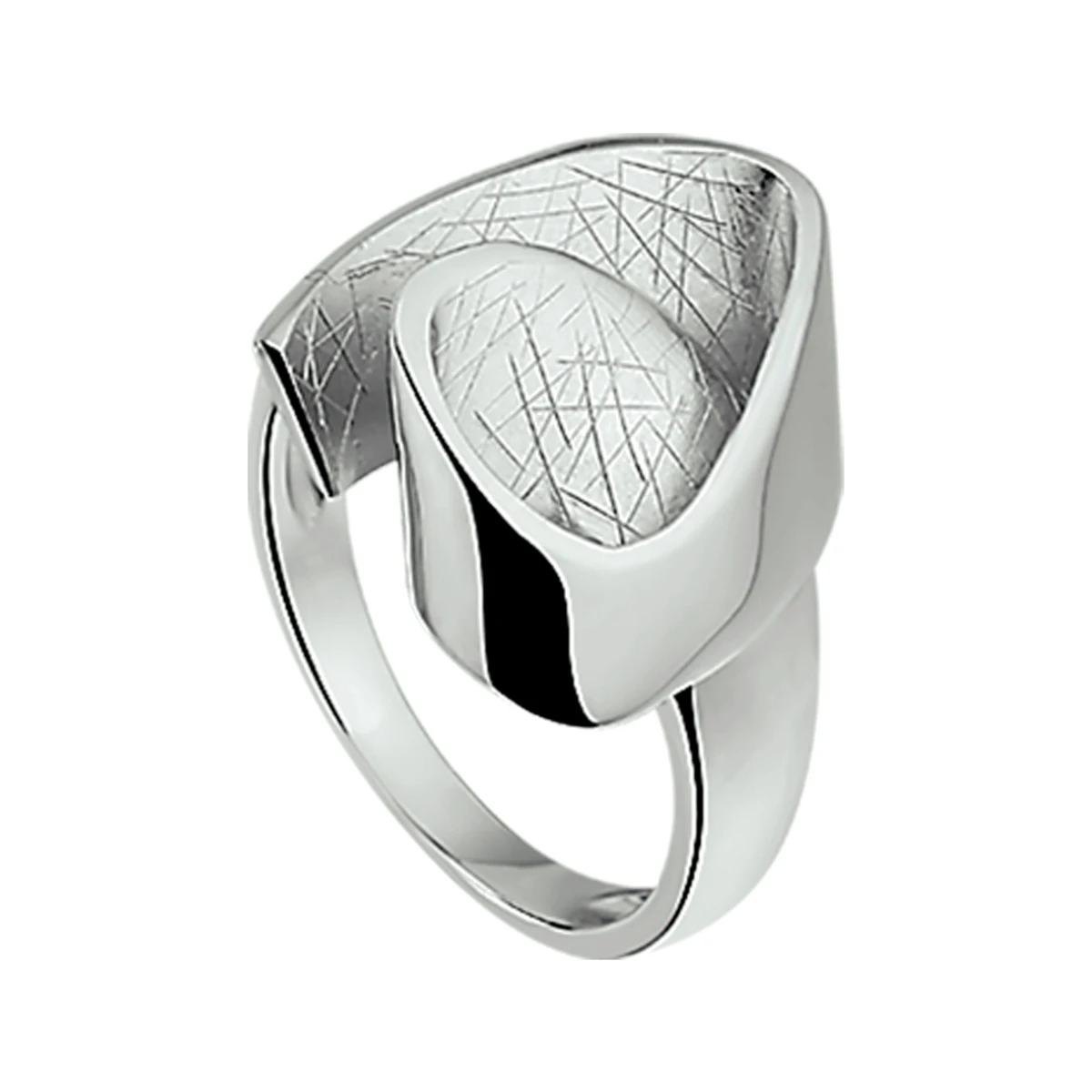 ring gescratcht poli/mat zilver gerhodineerd