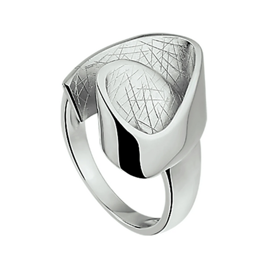 ring gescratcht poli/mat zilver gerhodineerd