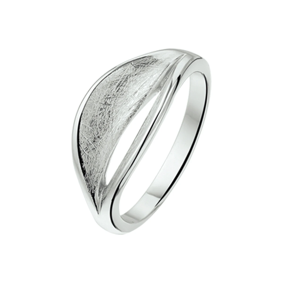 ring gescratcht poli/mat zilver gerhodineerd
