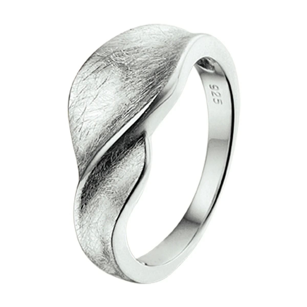 ring gescratcht poli/mat zilver gerhodineerd