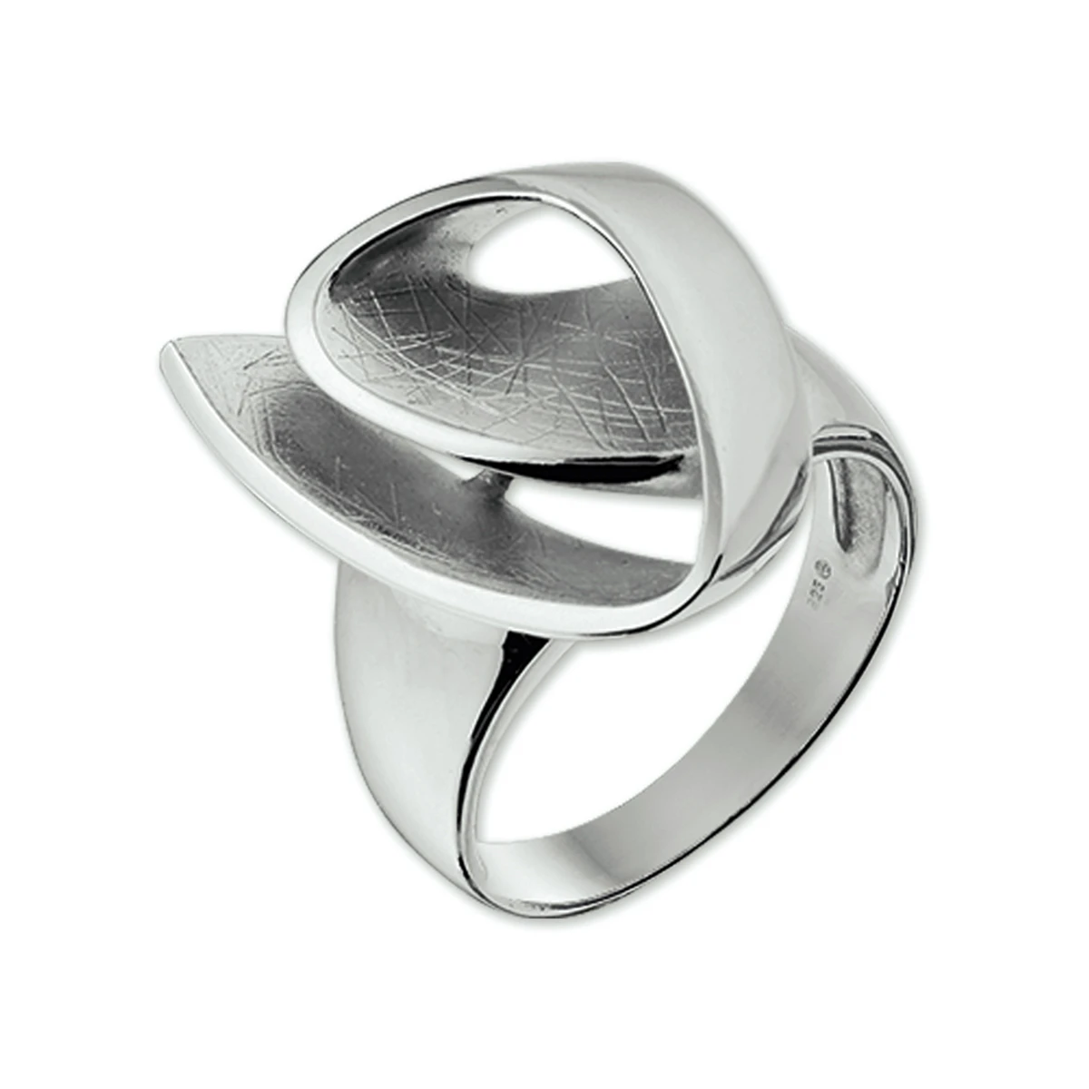 ring gescratcht zilver gerhodineerd