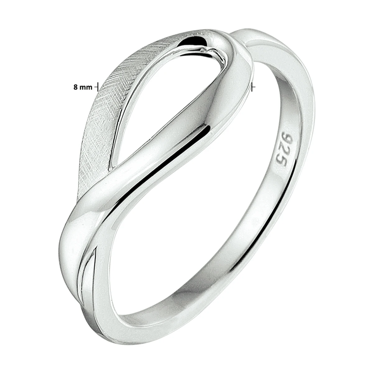 ring gescratcht zilver gerhodineerd