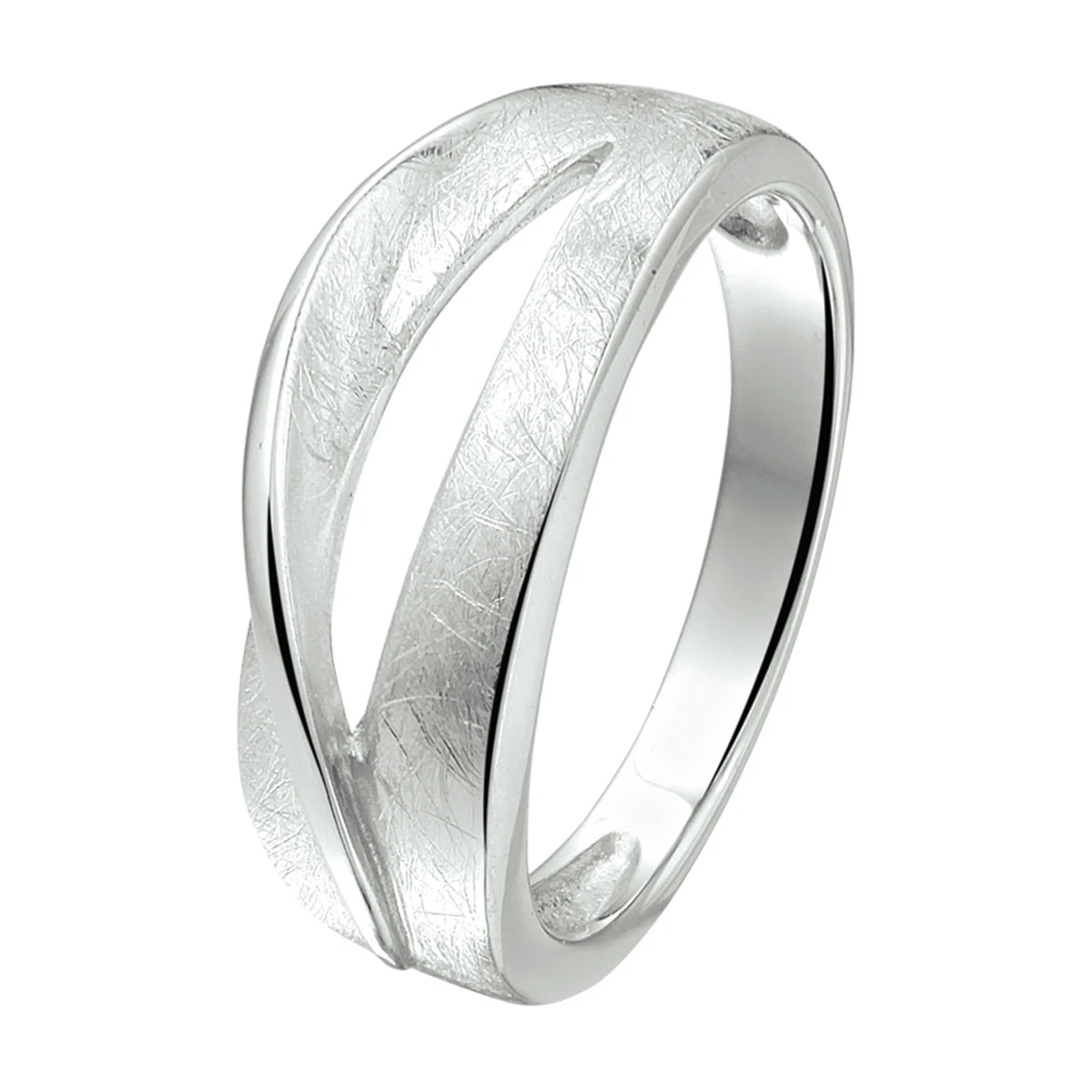 ring gescratcht zilver gerhodineerd