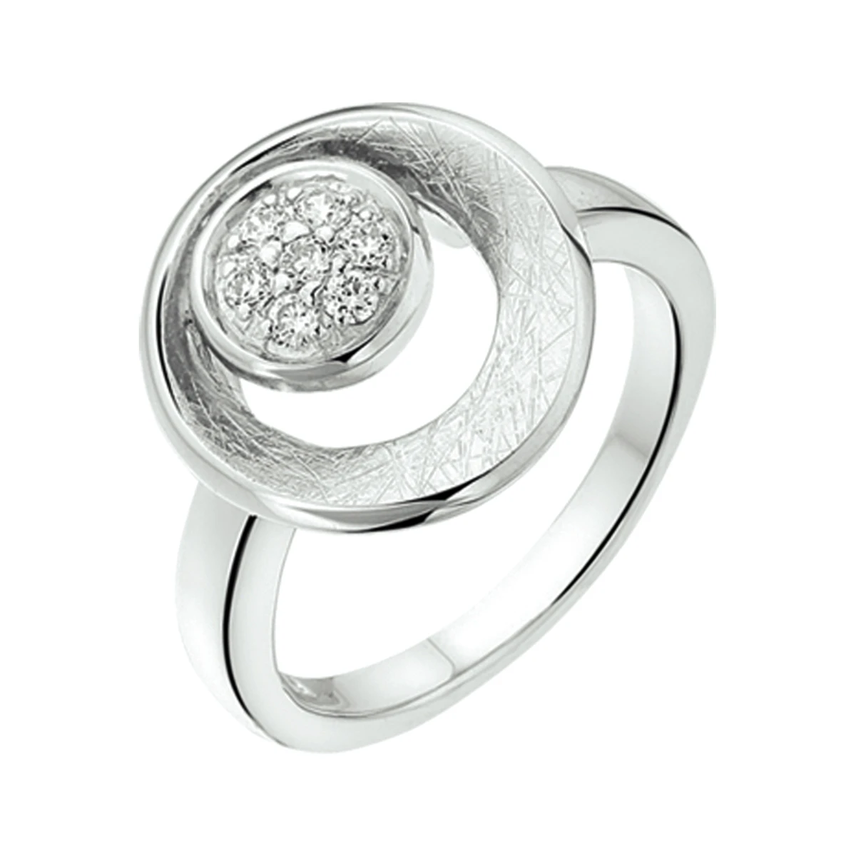 ring gescratcht zirkonia zilver gerhodineerd