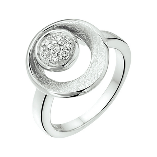 ring gescratcht zirkonia zilver gerhodineerd