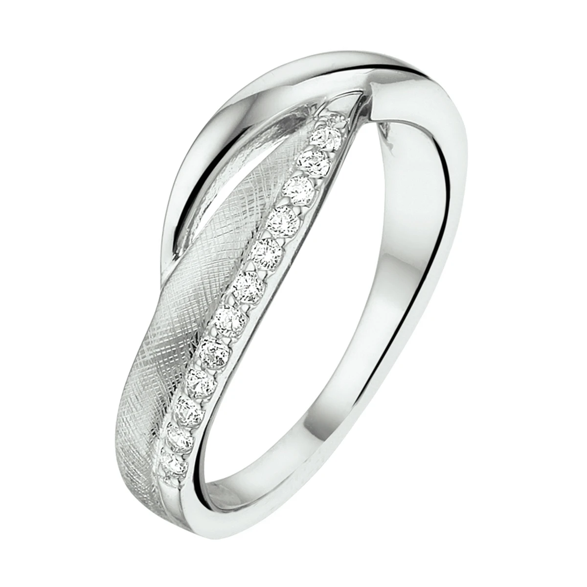 ring gescratcht zirkonia zilver gerhodineerd