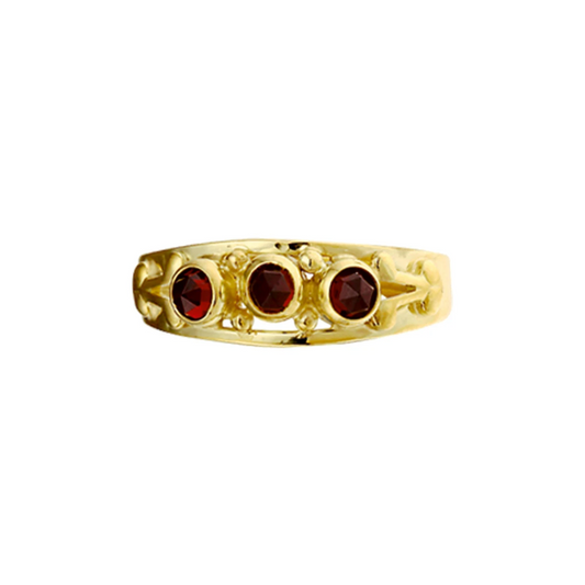 ring granaat 14K geelgoud