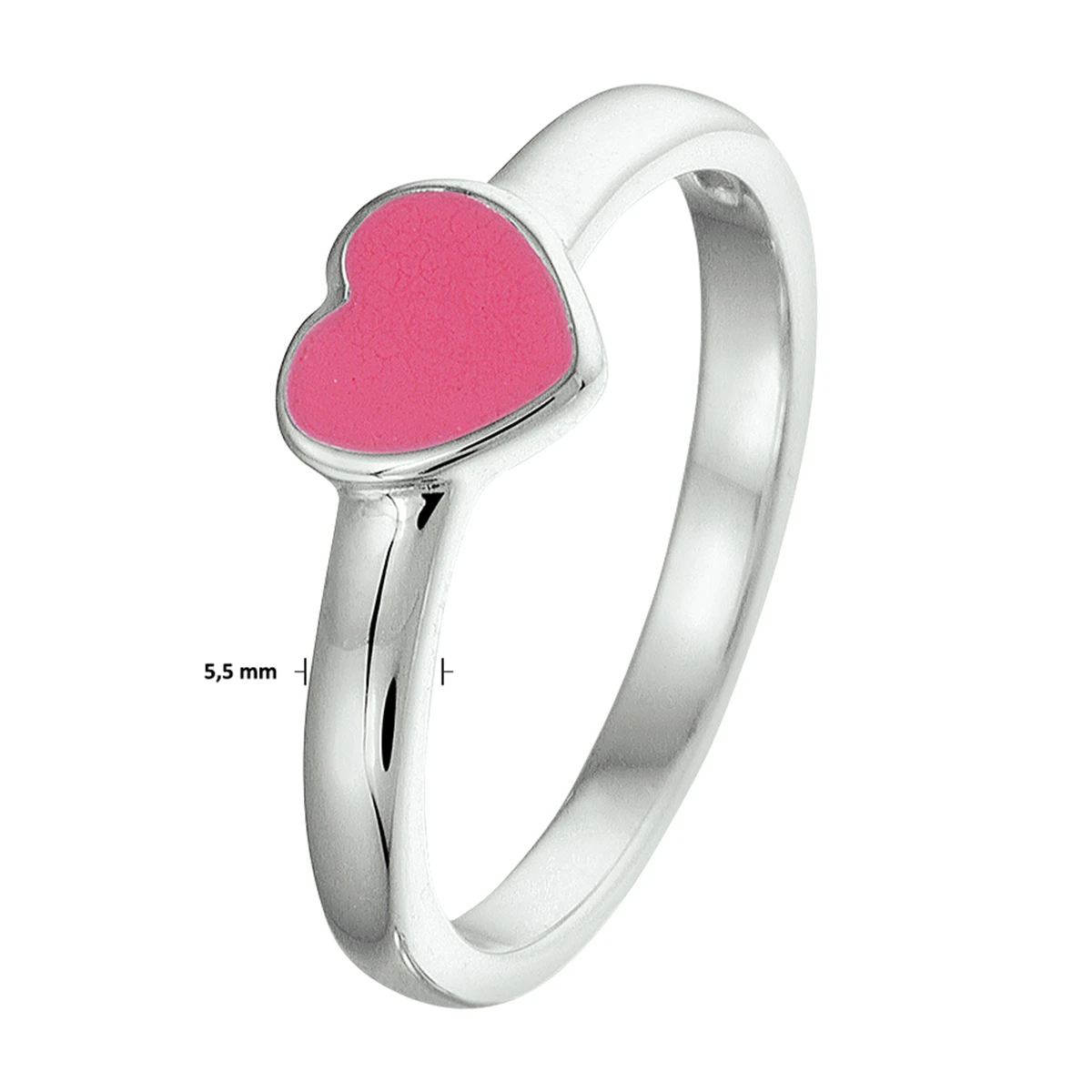 ring hart emaille zilver gerhodineerd