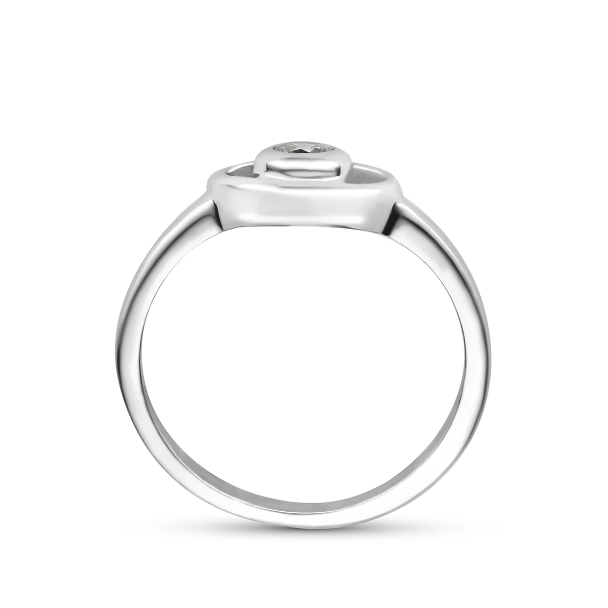 ring hart en zirkonia zilver gerhodineerd