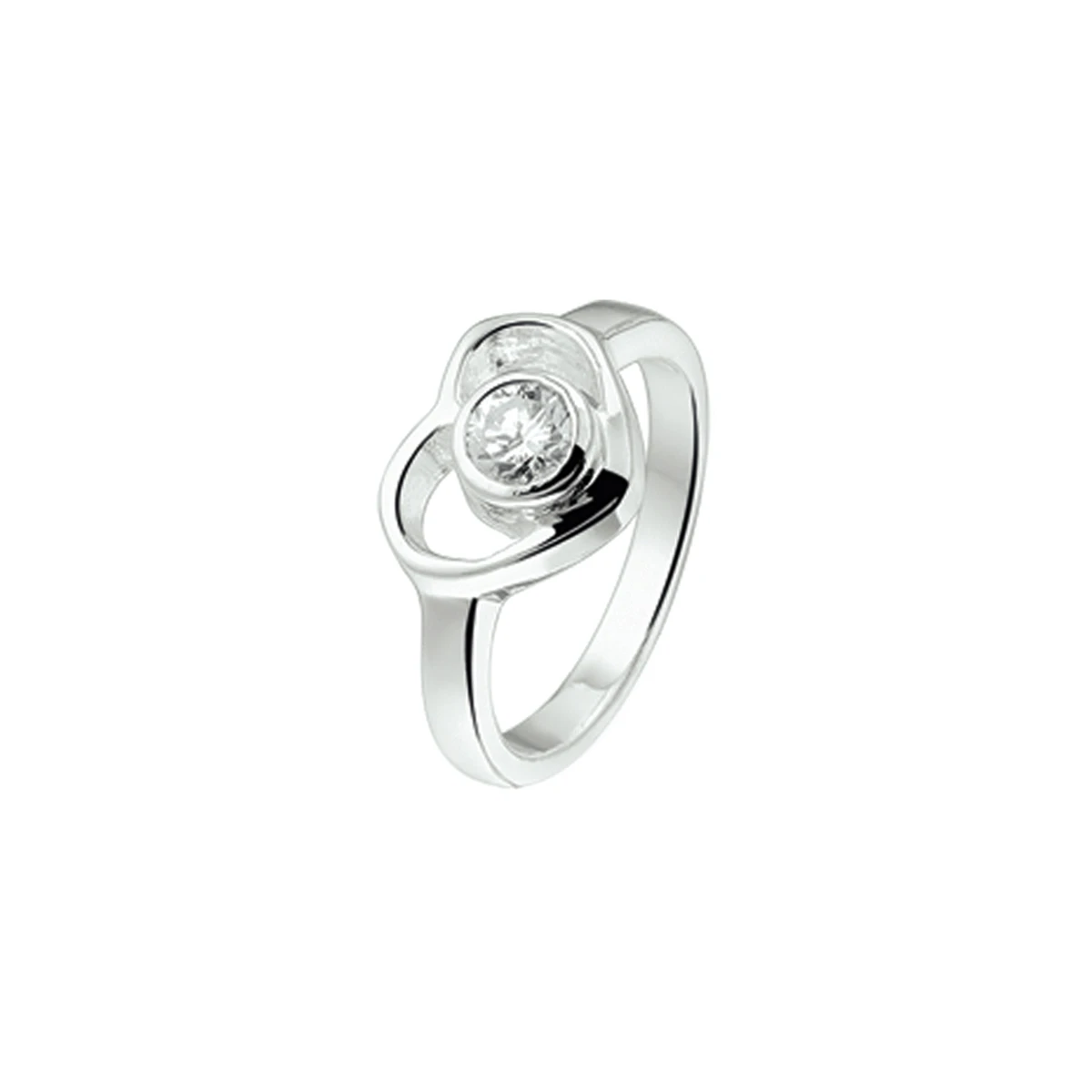 ring hart en zirkonia zilver wit
