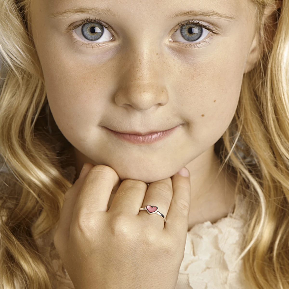 ring hart zilver wit