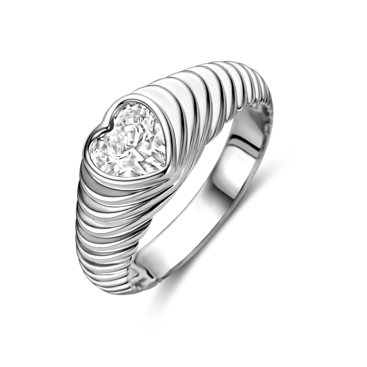 ring hart zirkonia zilver gerhodineerd