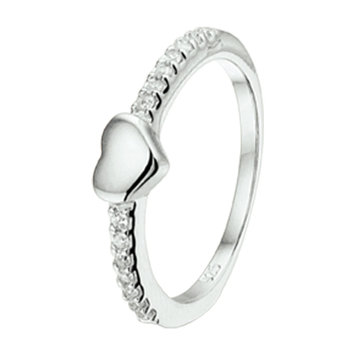 ring hart zirkonia zilver gerhodineerd