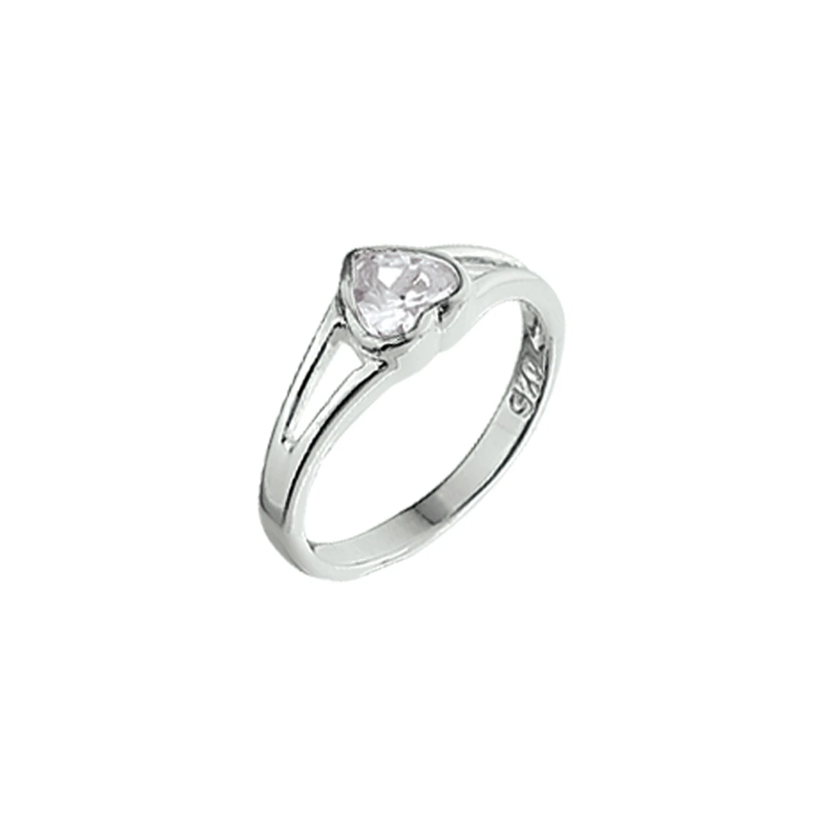 ring hart zirkonia zilver wit