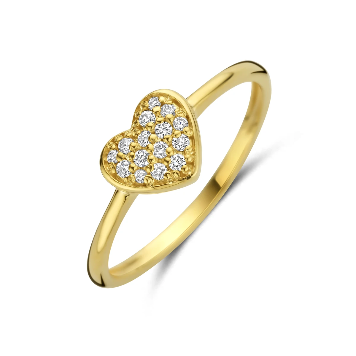 ring hartje diamant 0.10ct h si 14K geelgoud