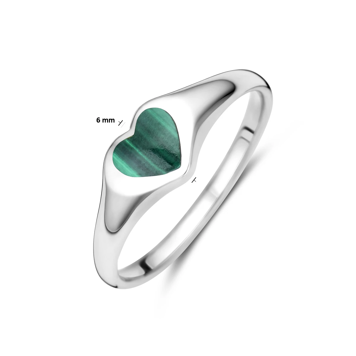 ring hartje malachiet zilver gerhodineerd