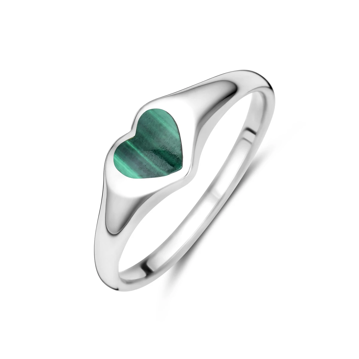 ring hartje malachiet zilver gerhodineerd