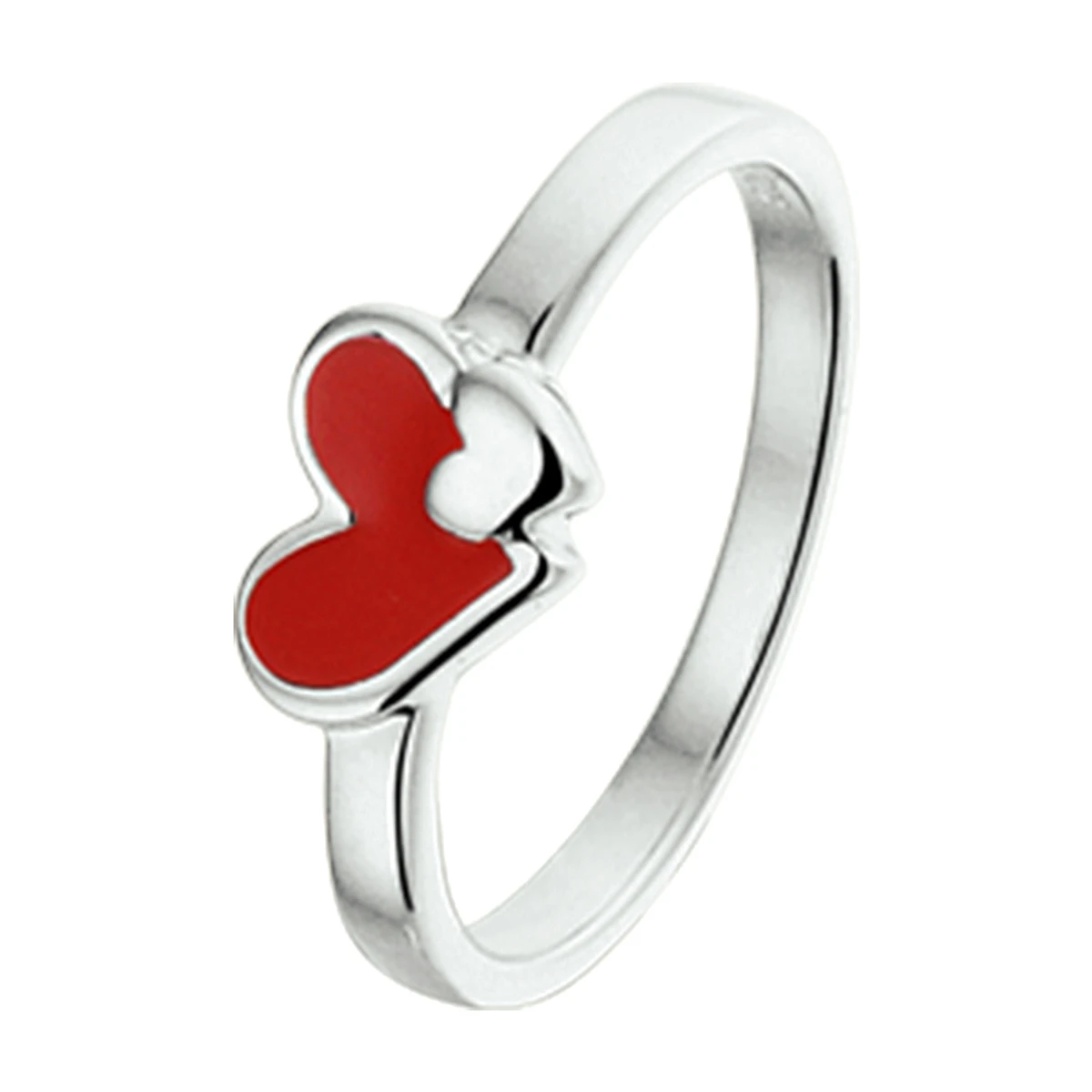 ring hartjes emaille zilver gerhodineerd