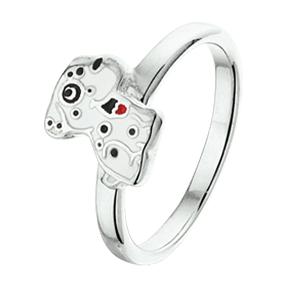 ring hond emaille zilver gerhodineerd