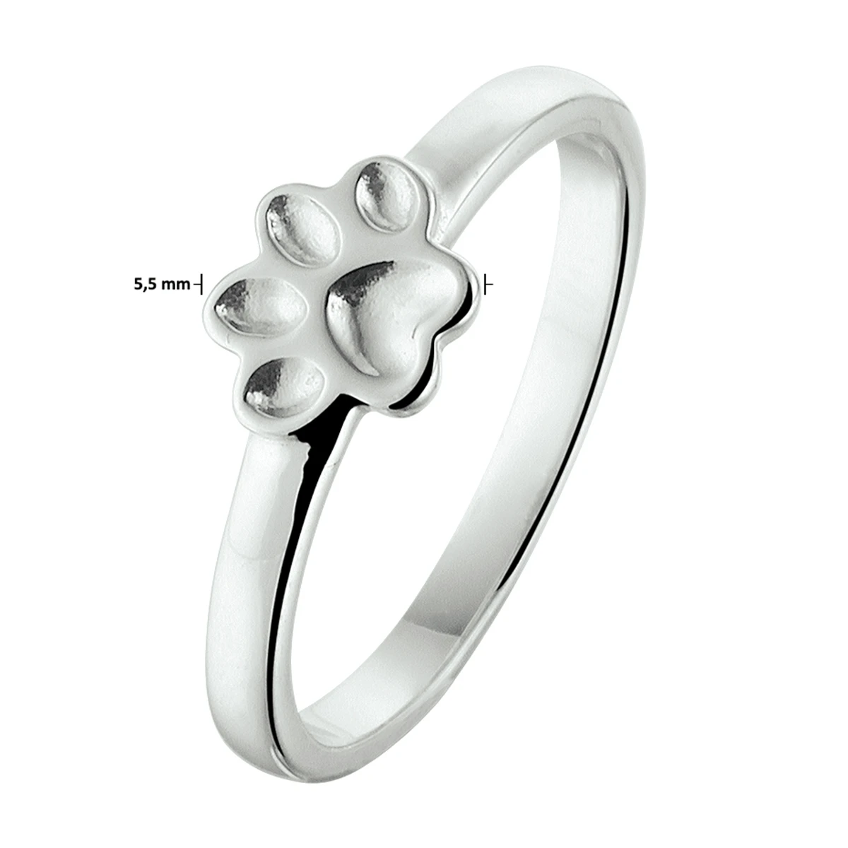 ring hondenpoot zilver gerhodineerd
