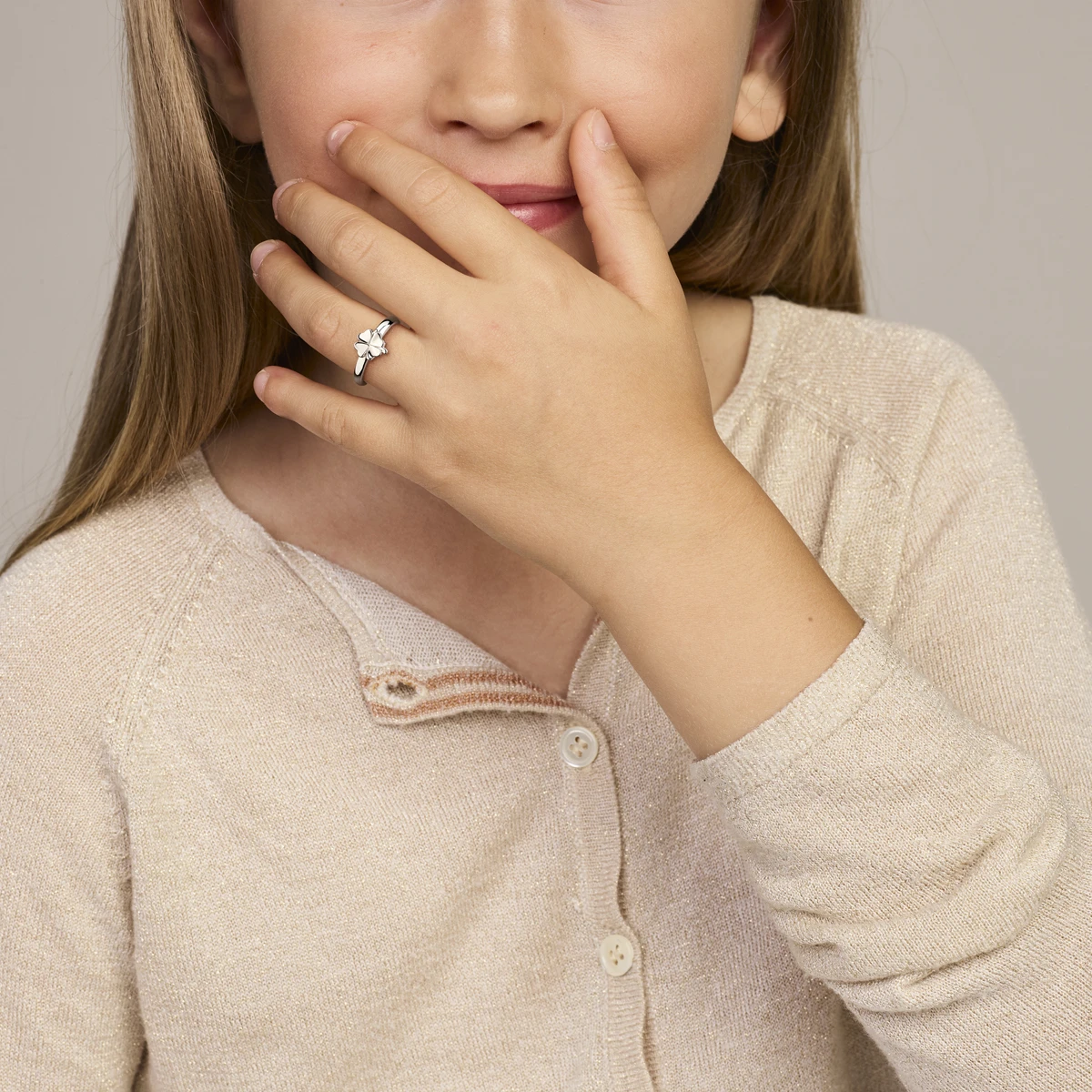 ring klaver zilver gerhodineerd