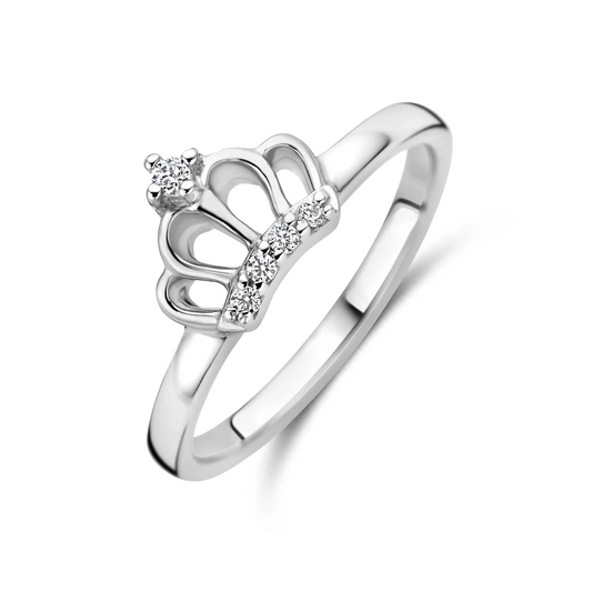 ring kroon zirkonia zilver gerhodineerd