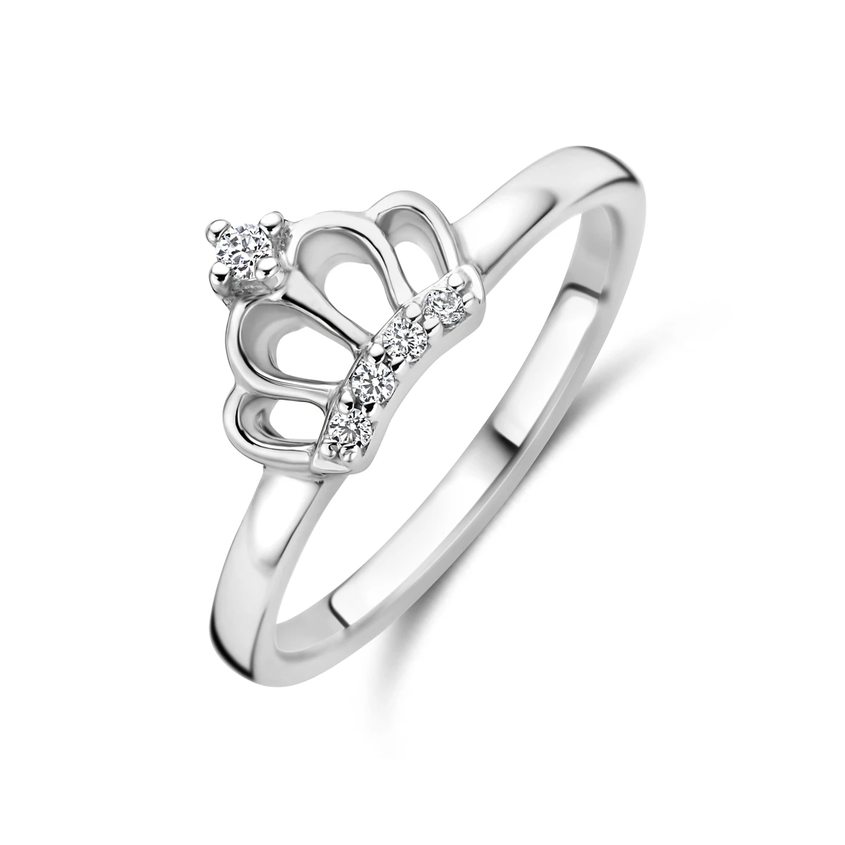 ring kroon zirkonia zilver gerhodineerd