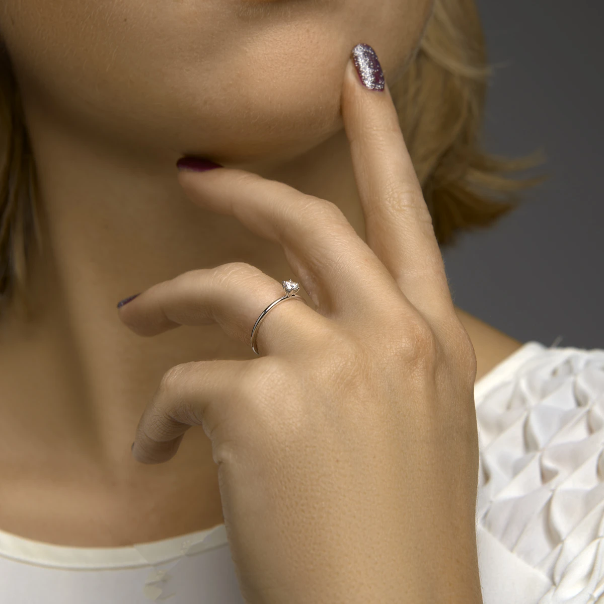 ring lab grown diamant 0.25ct f vsi 14K witgoud met palladium