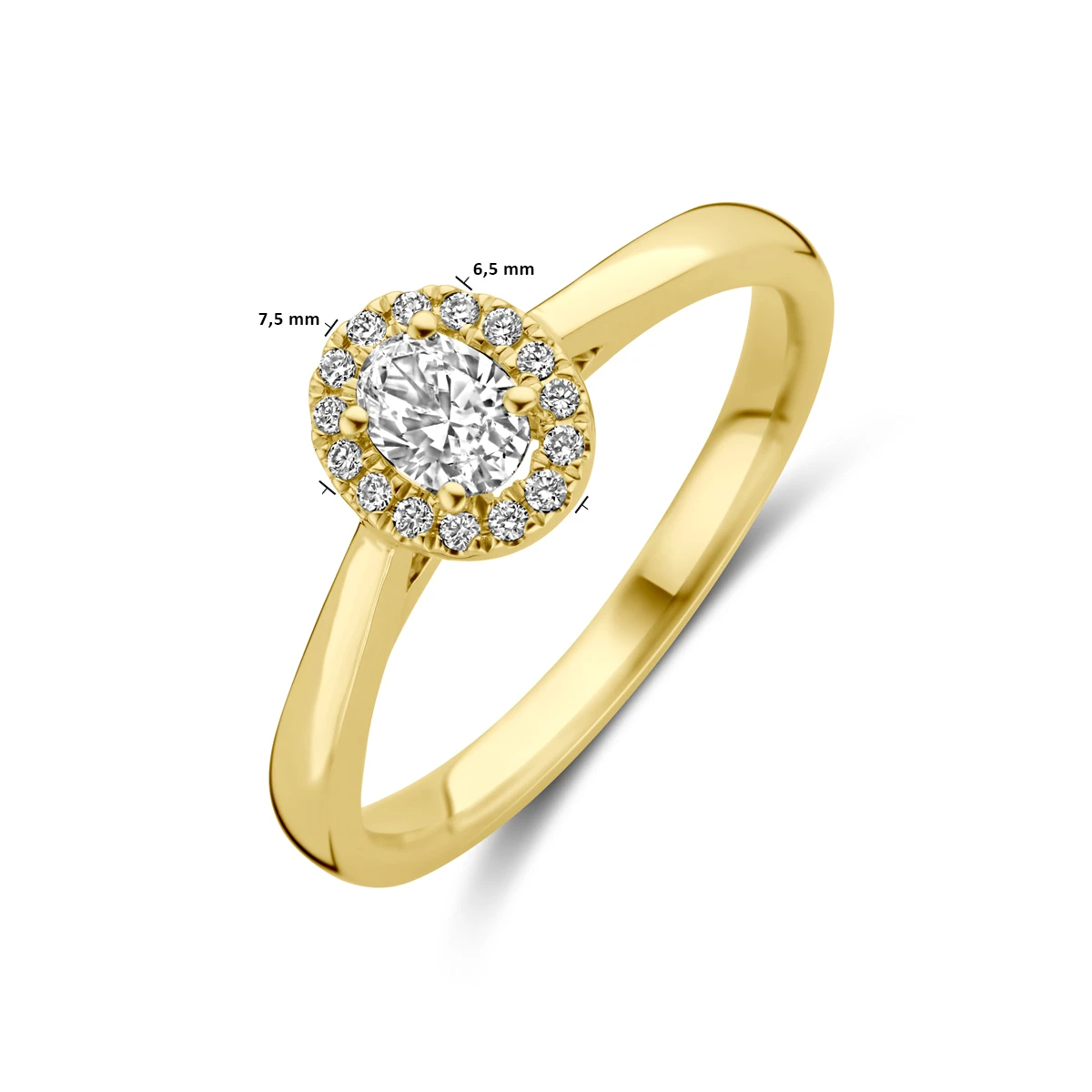 ring lab grown diamant 0.32ct h si 14K geelgoud
