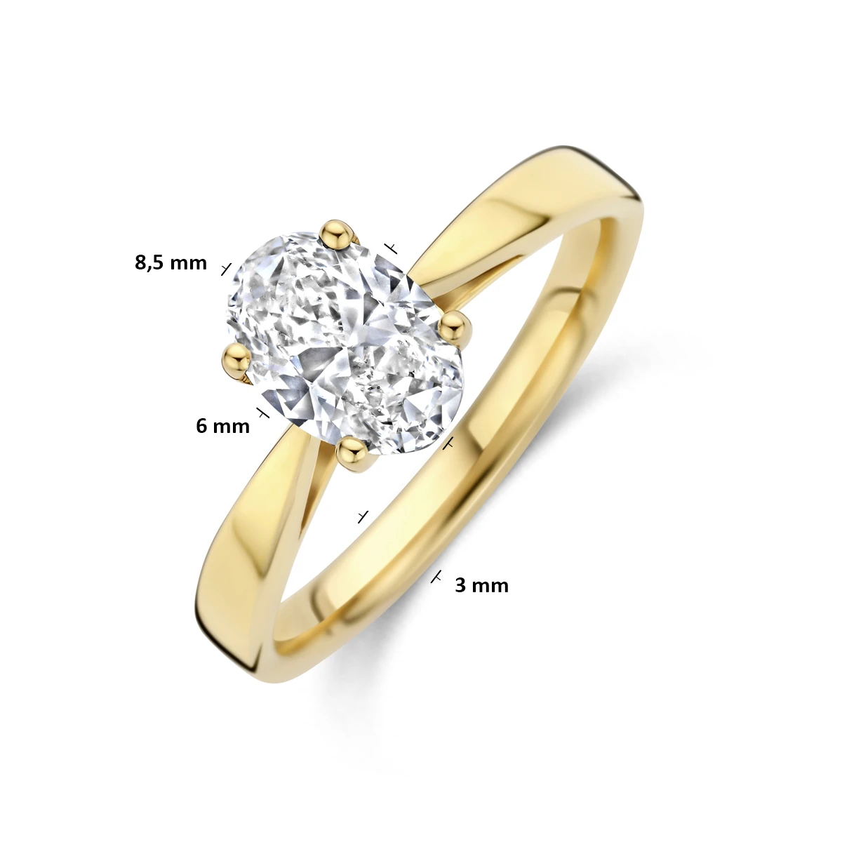 ring lab grown diamant 1.00ct h si 14K geelgoud