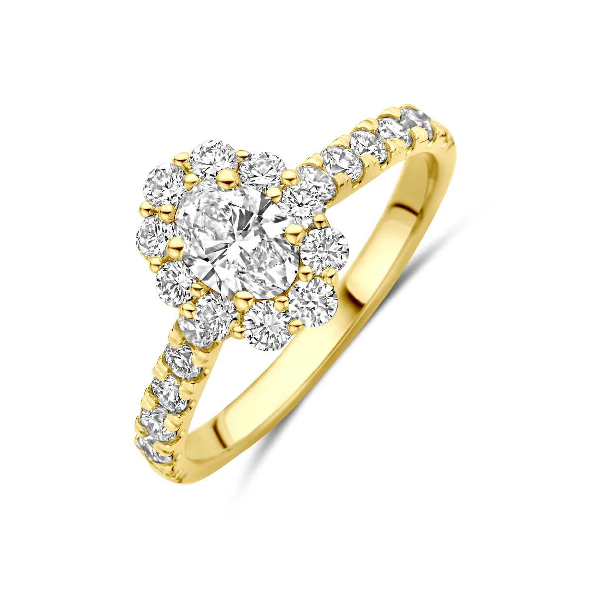 ring lab grown diamant 1.29ct h si 14K geelgoud