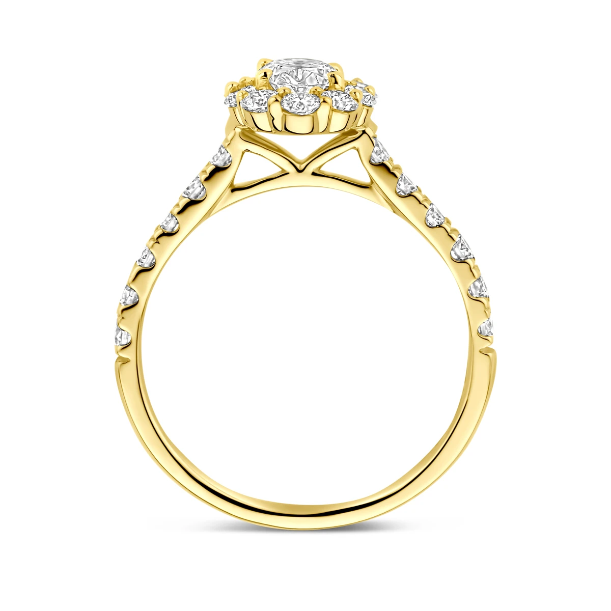ring lab grown diamant 1.29ct h si 14K geelgoud