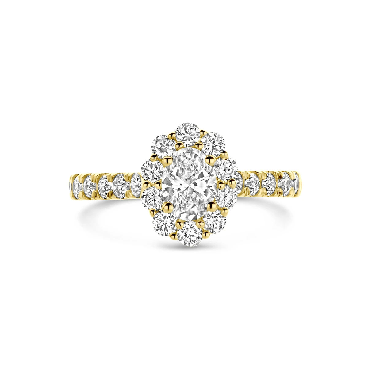 ring lab grown diamant 1.29ct h si 14K geelgoud