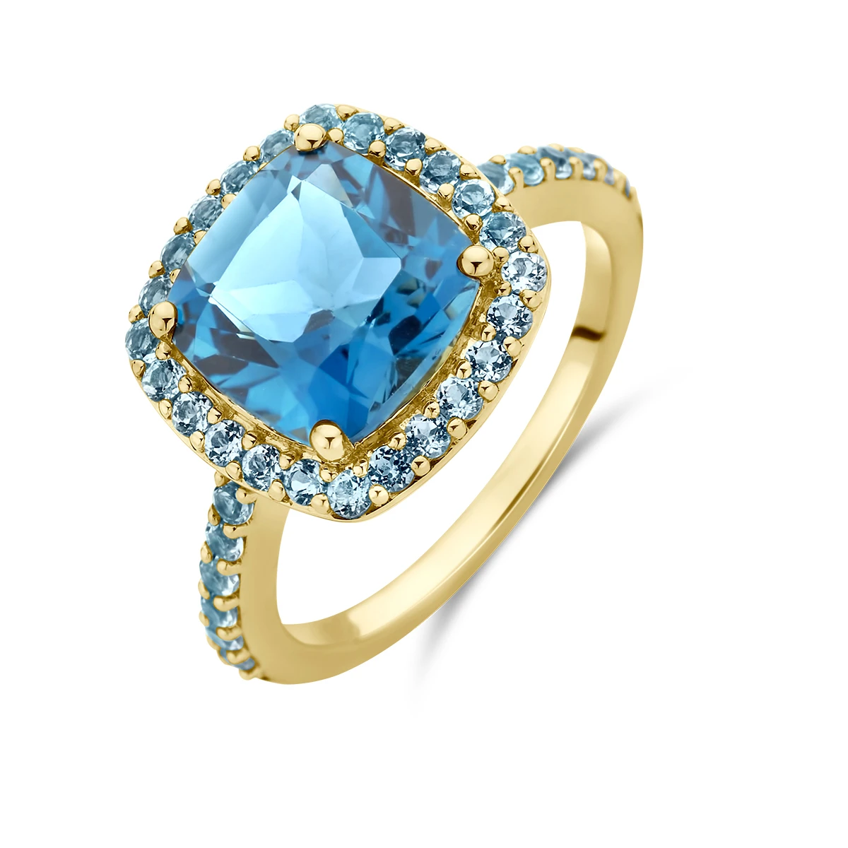 ring london blue en blauw topaas 14K geelgoud