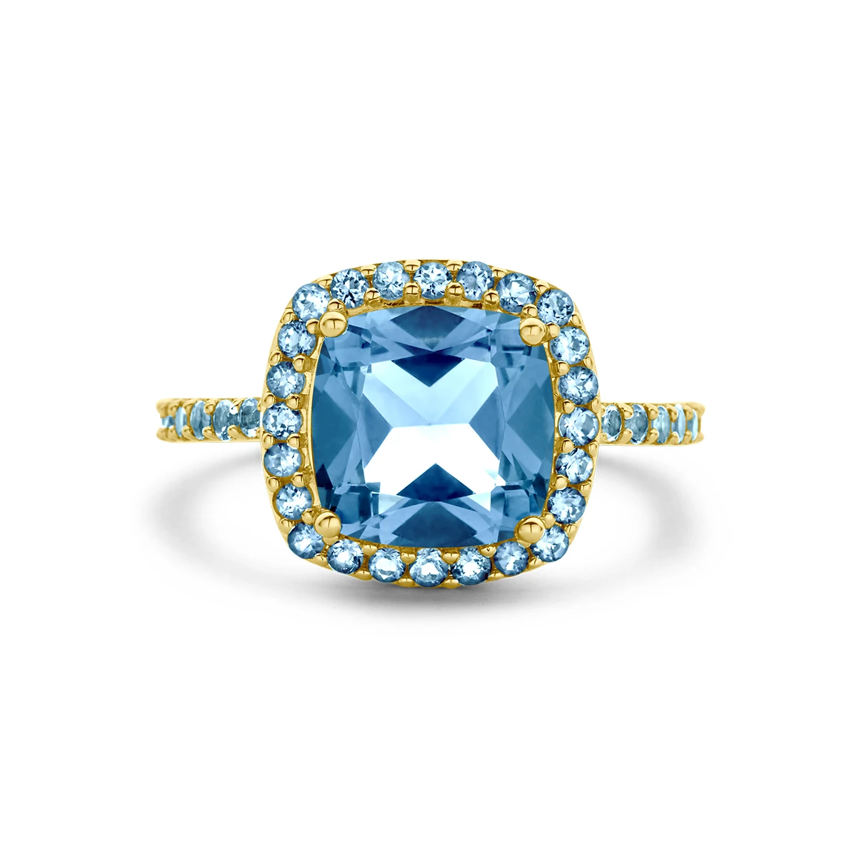 ring london blue en blauw topaas 14K geelgoud
