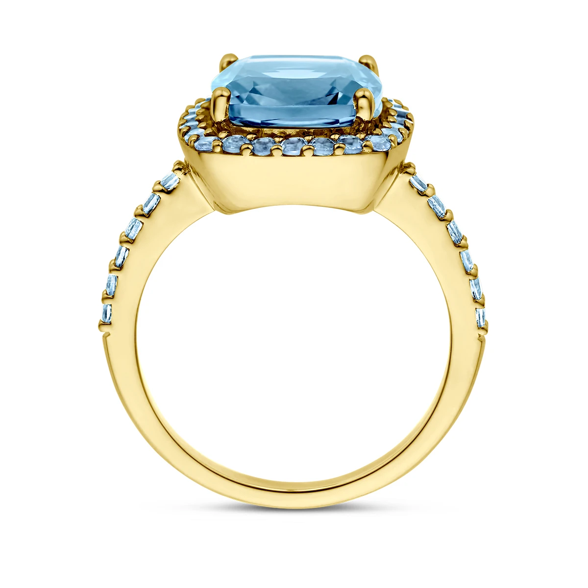 ring london blue en blauw topaas 14K geelgoud
