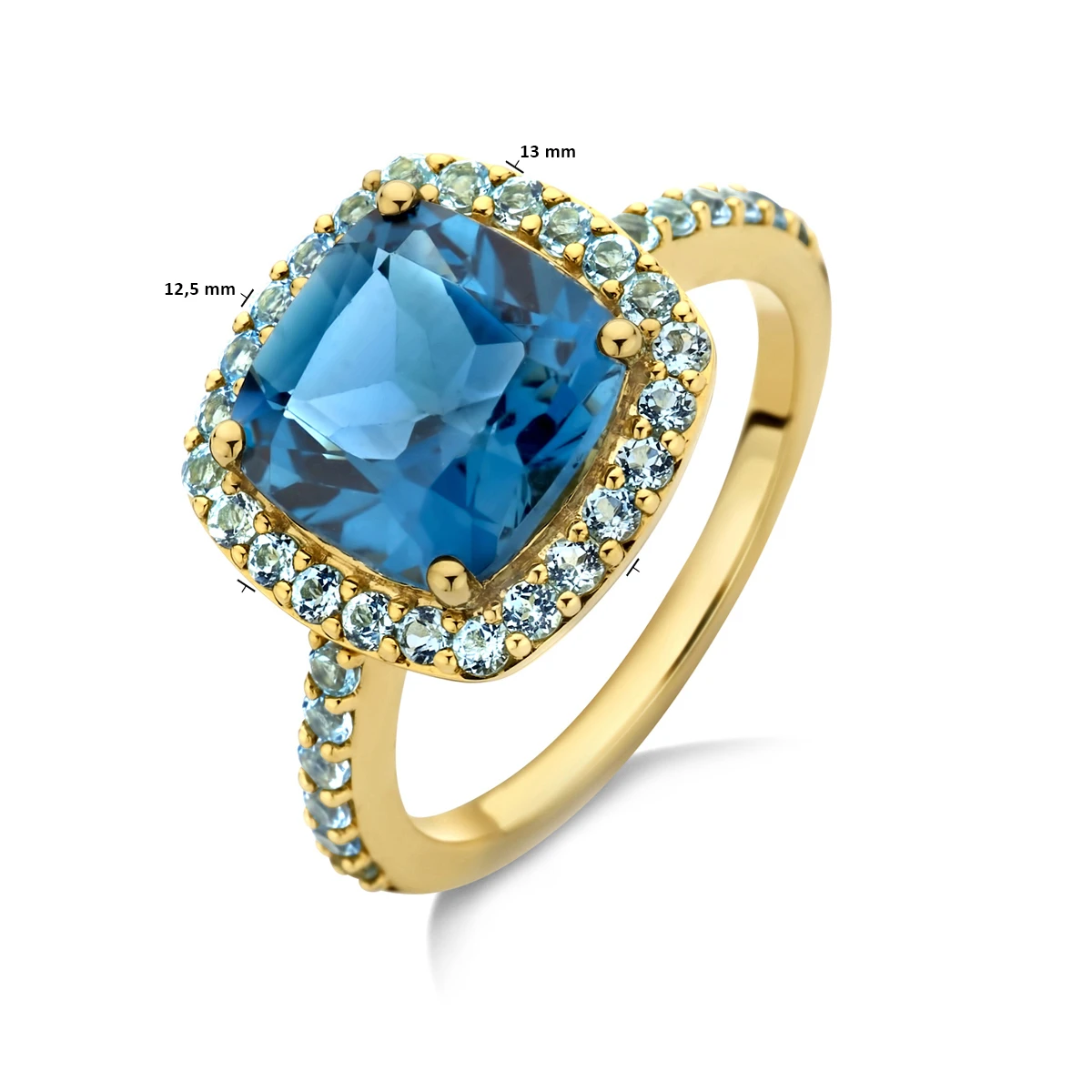 ring london blue en blauw topaas 14K geelgoud