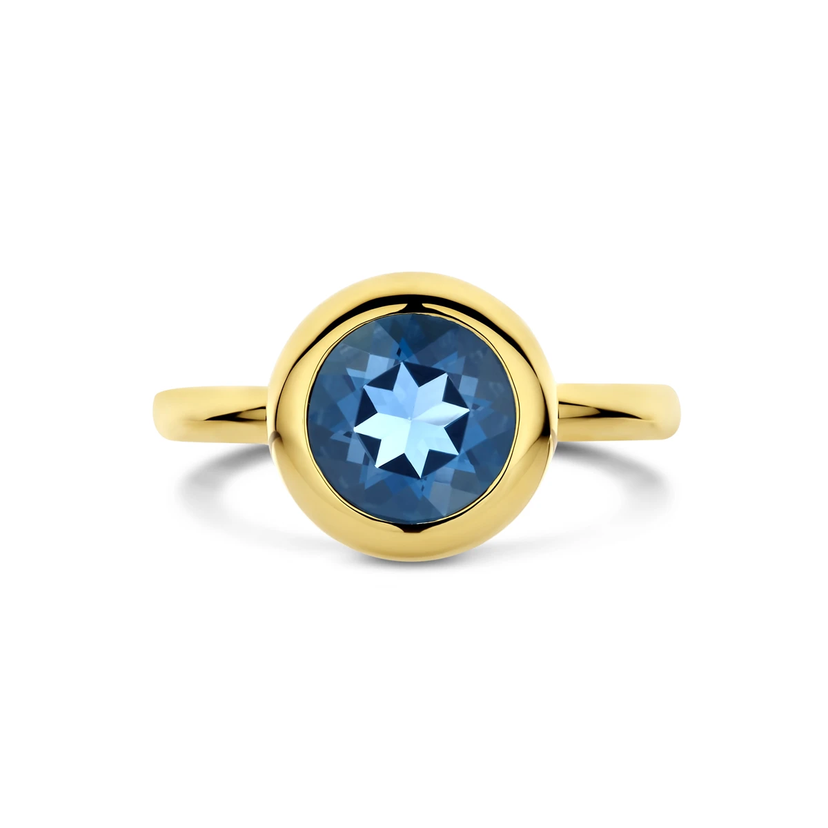 ring london blue topaas 14K geelgoud