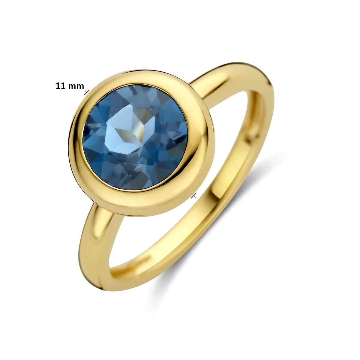 ring london blue topaas 14K geelgoud