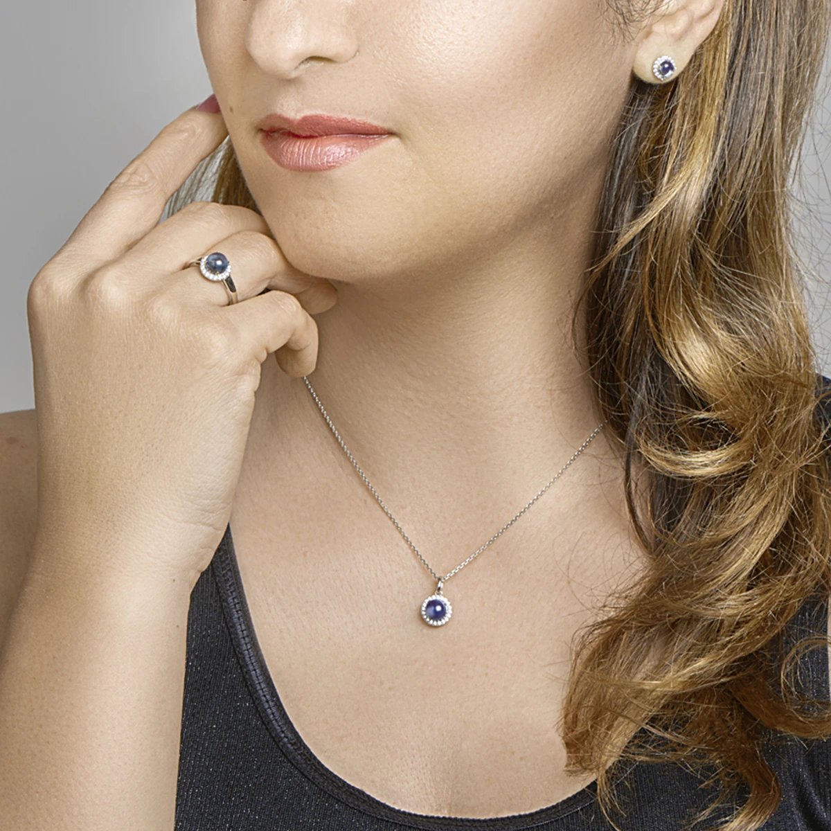 ring london blue topaas en zirkonia zilver gerhodineerd